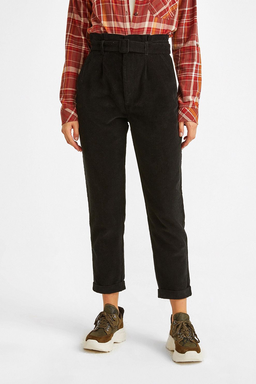 OXXO, Pantaloni conici cu talie inalta, Negru, 26