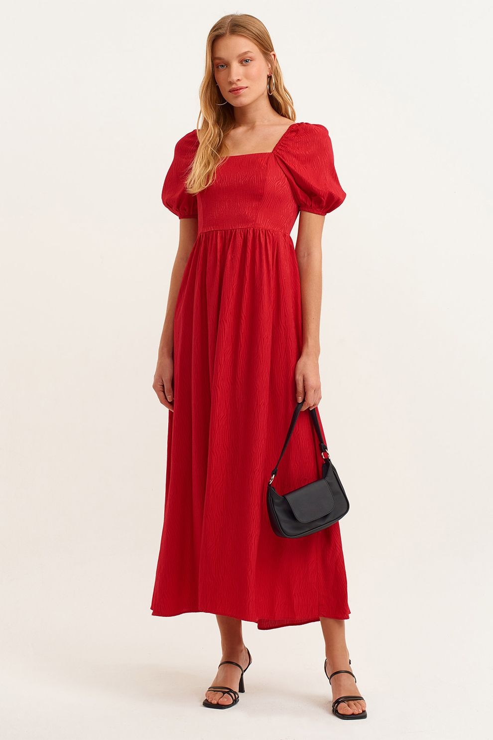 OXXO, Rochie maxi cu croiala evazata, Rosu, 2XS