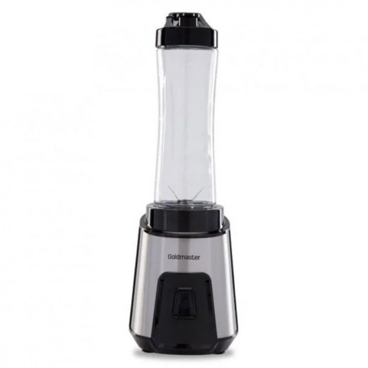 Блендер Goldmaster 7259, 600 ml, Tritan BPA Free, функция за натрошаване на лед, 4 остриета от неръждаема стомана, корпус от неръждаема стомана, противоплъзгащи силиконови крачета, защита от прегряване