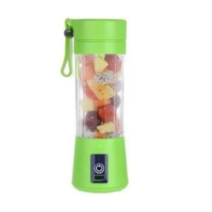 Mini Blender Portabil 4 in 1, electric, pentru prepararea de sucuri, 4 lame Pentru Calatorie, Incarcare USB, 1500 Mah, VERDE