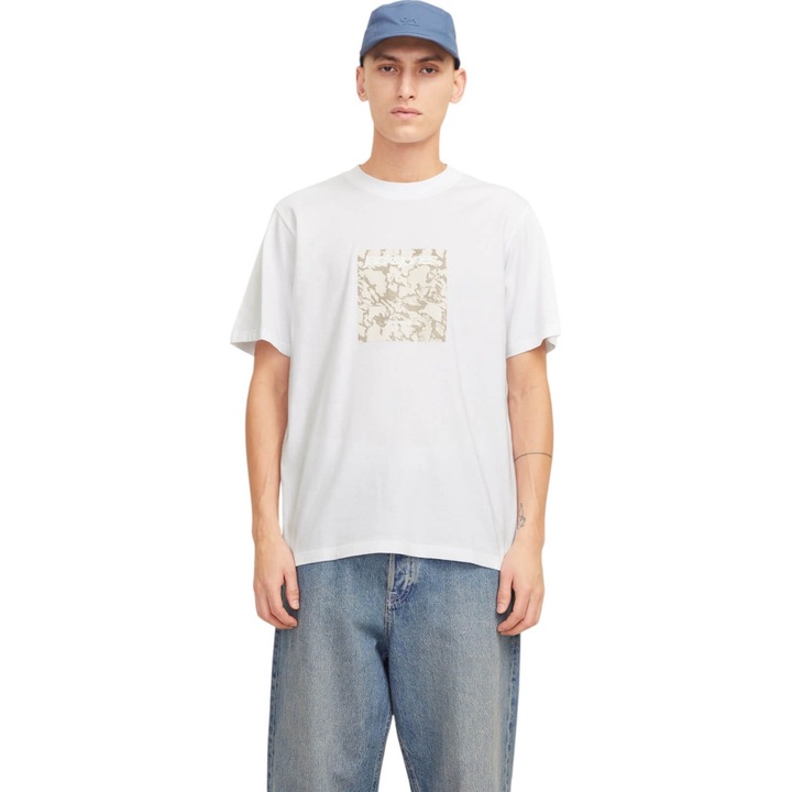 Tricou JACK &JONES Tarmac Camo Front 39880, Alb
