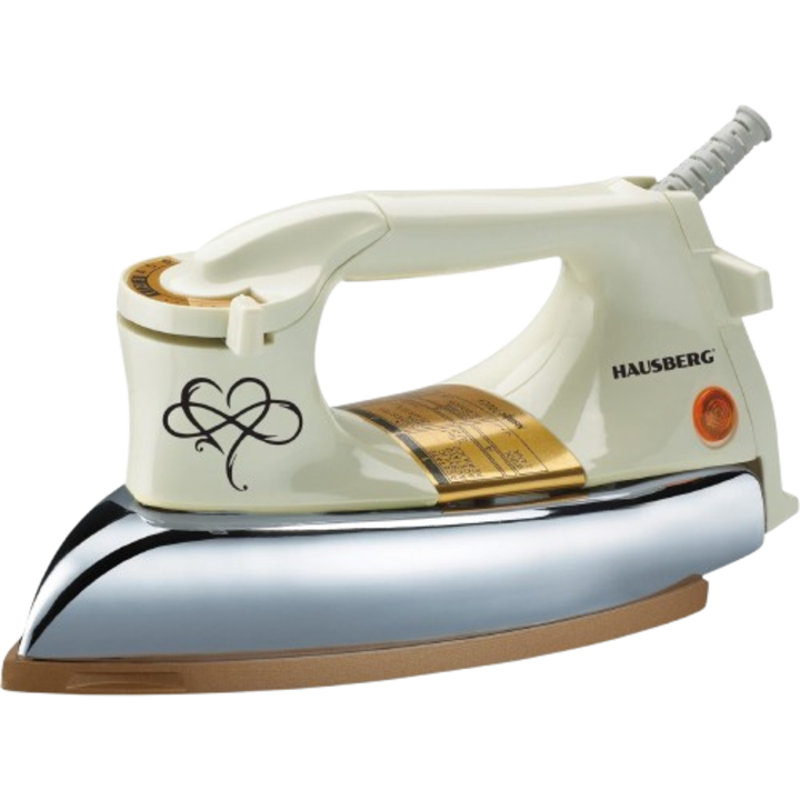 Fier de calcat Retro HAUSBERG HB-7818BJ, 1000-1200W, Talpa acoperit ceramic turnat, Termostat, 6 Setari temperatura, Indicator luminos, Protectie supraincalzire, Temperatura 200°C, Bej