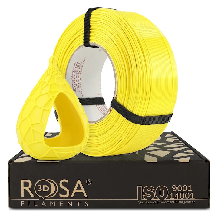 Filament 3D, Rosa3D, Refill Pet-G Standard Hs, Contact Alimentar, Usor De Imprimat, Durabil, Rezistenta Ridicata Mecanica, Obiect Decorativ, Compatibilitate Larga, Imprimare 3D, Performante Ridicate, 1.75 Mm, 1 Kg, Galben Aprins
