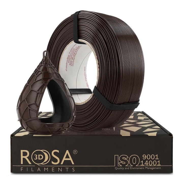 3D филамент, ROSA3D, Refill PET-G Standard HS, Лесен за употреба, Декоративен предмет, Широка съвместимост, 3D печат, висока производителност, Шоколадово кафяв, 1, 75 мм, 1 кг