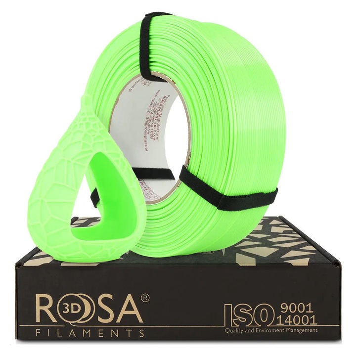 Filament 3D, Rosa3D, Refill Pet-G Standard Hs, Contact Alimentar, Usor De Imprimat, Durabil, Rezistenta Ridicata Mecanica, Obiect Decorativ, Compatibilitate Larga, Imprimare 3D, Performante Ridicate, 1.75 Mm, 1 Kg, Verde Neon