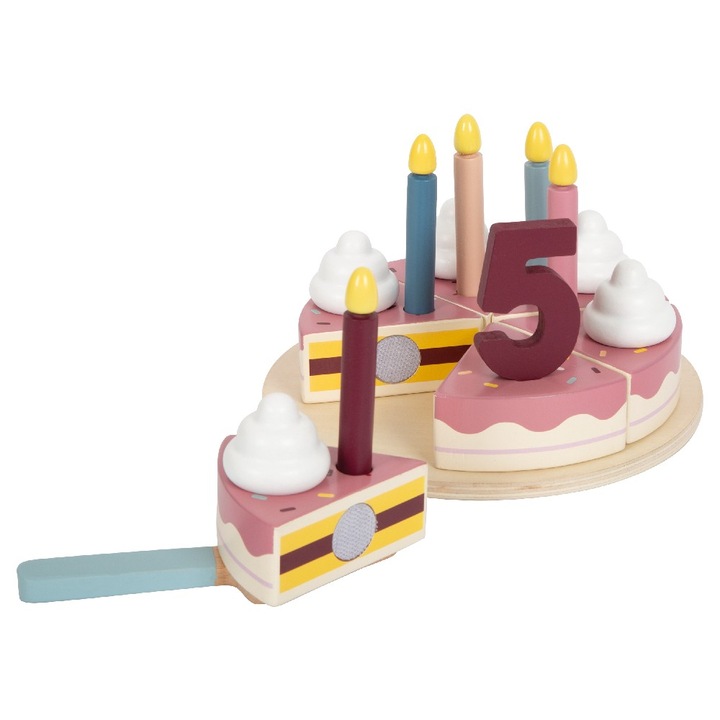 FSC® fajáték – születésnapi torta díszítéssel,Small Foot, 23 darab, 3 év felett