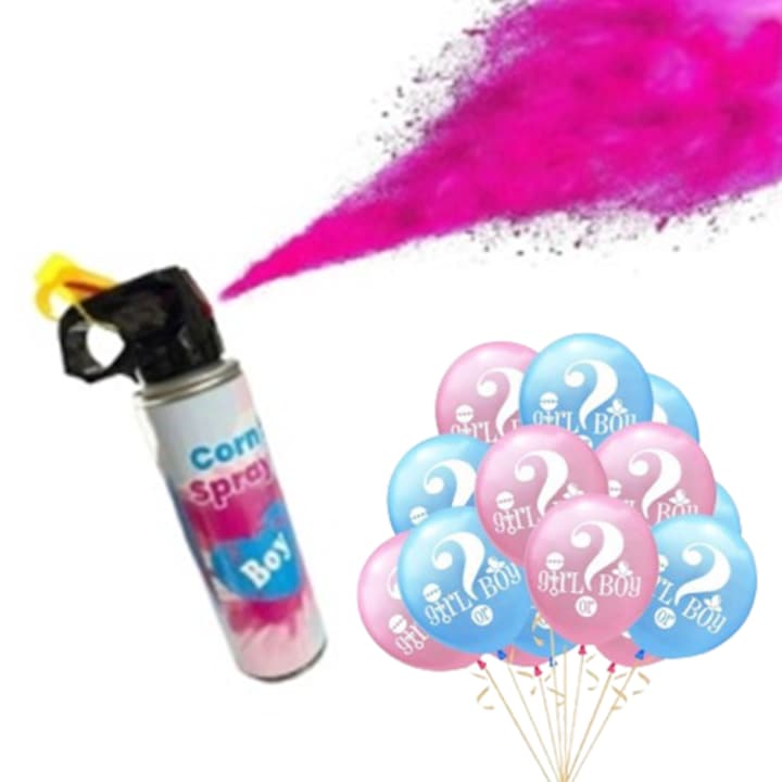 Accesorii Gender Reveal Spray Cu Pudra Roz