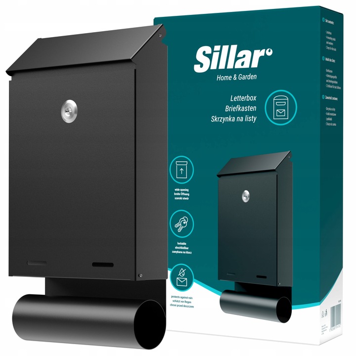 Sillar Postafiók + újságcső, antracit, 32,3 × 18,5 × 5 cm, horganyzott acél