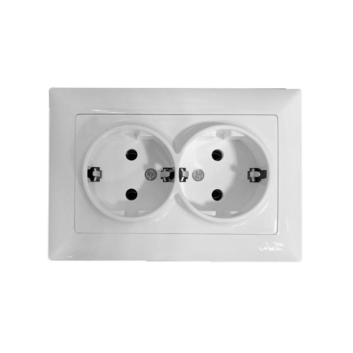 Priza schuko dubla Gunsan Visage, clasica, IP20, alba