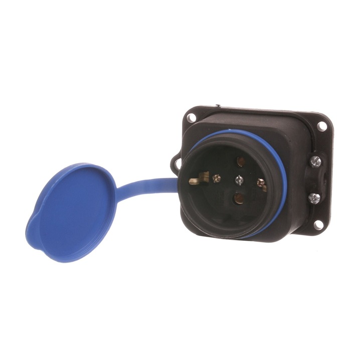 Priza aplicata de exterior, IP44, cauciuc, neagra