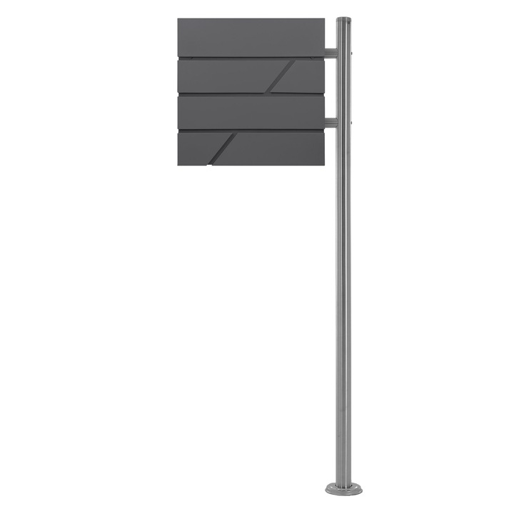 Cutie postala cu suport ML-Design, antracit/ argintiu, otel, 37x36.5x10.5 cm, design modern, include chei