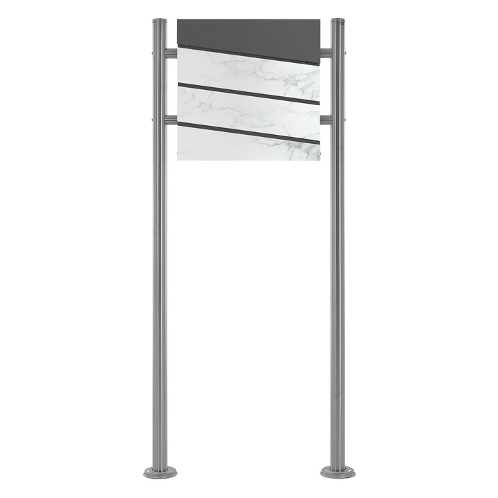 Cutie postala cu suport ML-Design, aspect marmura alba/ argintiu, otel, 37x37x11 cm, design modern, 2 chei