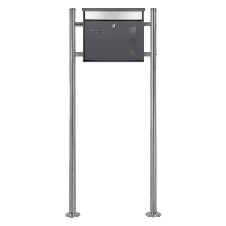 Cutie postala cu suport ML-Design, antracit/ argintiu, otel, 36x31.5x11 cm, design modern, 2 chei