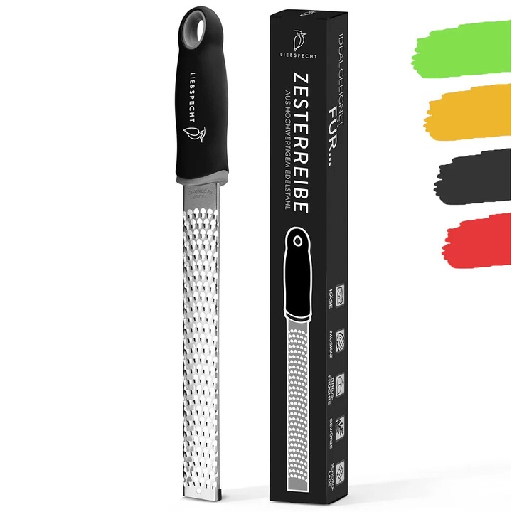 Razatoare manuala din otel inoxidabil - Ideala pentru parmezan, lamaie, nucsoara si branzeturi, cu capac de protectie si perie de curatare