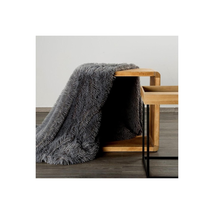 Tifany szőrme hatású takaró Acélszürke 200x220 cm