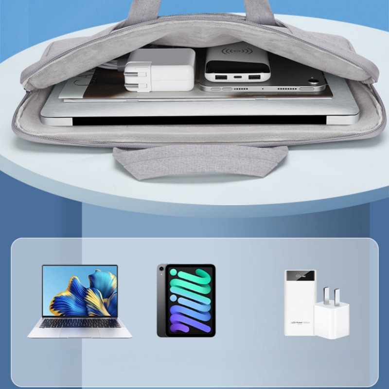 Geanta laptop, 15 inchi, capacitate mare, impermeabila/rezistenta la uzura/rezistenta la socuri, cu curea de umar reglabila, usor de transportat, gri