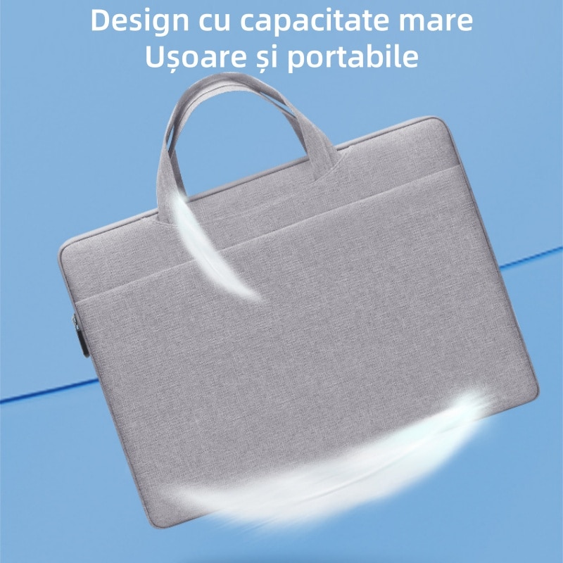 Geanta laptop, 15 inchi, capacitate mare, impermeabila/rezistenta la uzura/rezistenta la socuri, cu curea de umar reglabila, usor de transportat, gri
