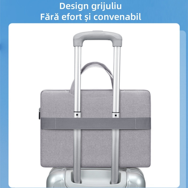 Geanta laptop, 15 inchi, capacitate mare, impermeabila/rezistenta la uzura/rezistenta la socuri, cu curea de umar reglabila, usor de transportat, gri