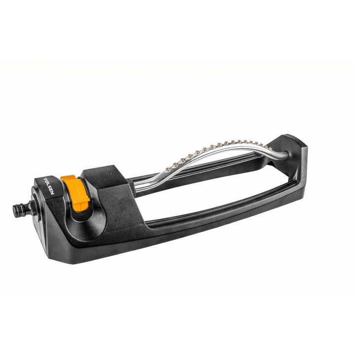 Oszcilláló sprinkler alumínium csővel, 17 sárgaréz fúvókával, ABS alappal, öntözési tartomány 45 m² - 220 m², TOLSEN