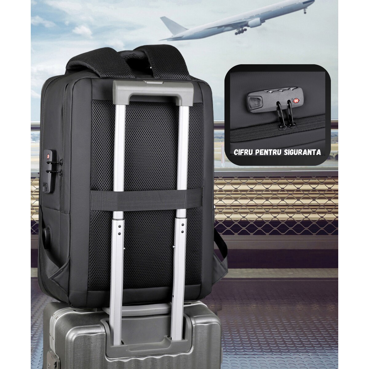 Rucsac Calatorie & Birou Versatyx®, Compartiment laptop 17