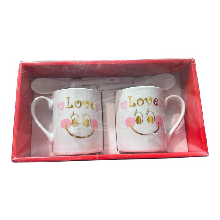 Set 2 cani cu lingurita realizate din ceramica – Design Love