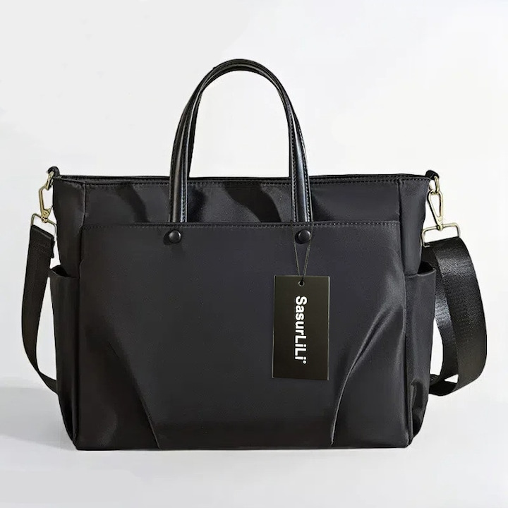 Geanta laptop dama, geanta de mana, geanta crossbody, impermeabila, rezistenta la uzura, capacitate mare, Large, Negru