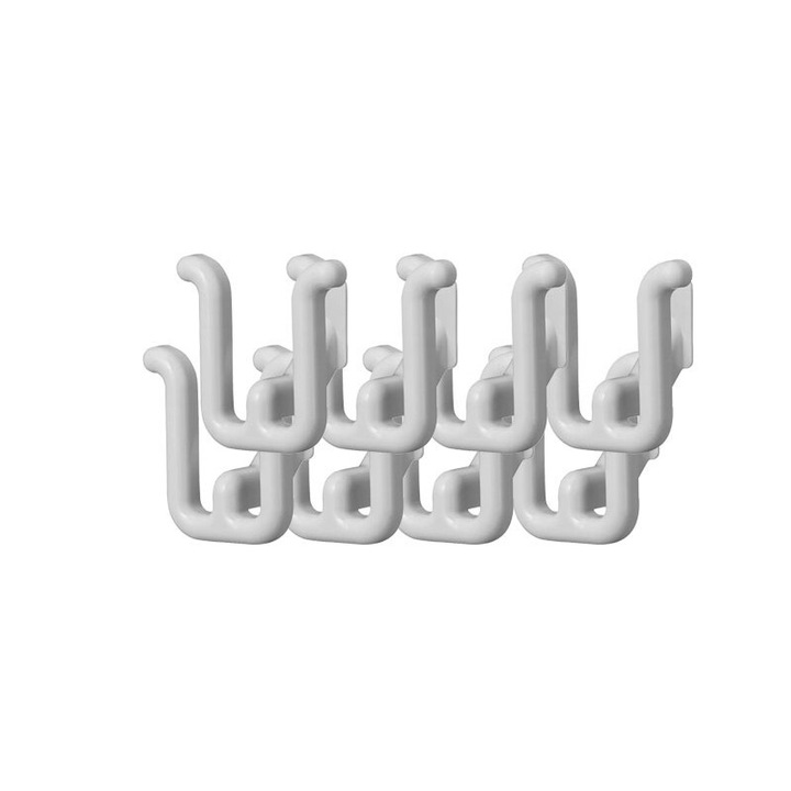 8 db-os öntapadó kampós készlet, fürdőszobai papucstartók, fehér