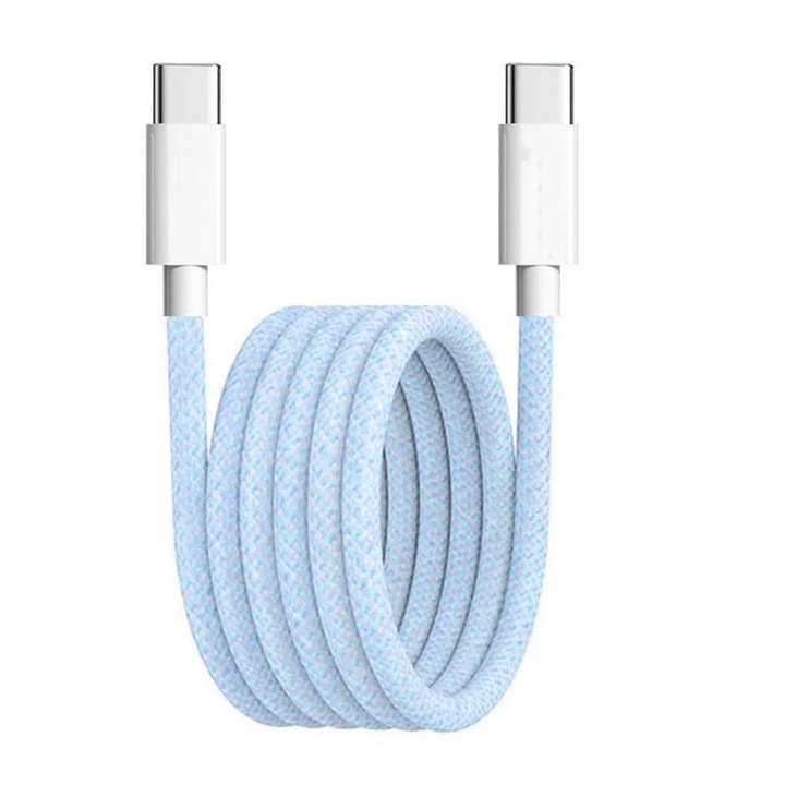 Cablu de Date compatibil cu Apple, Android, Type-C, Super Fast Charging, PD60W, Flexibil, Durabil, 1m, PCB114D - Albastru deschis