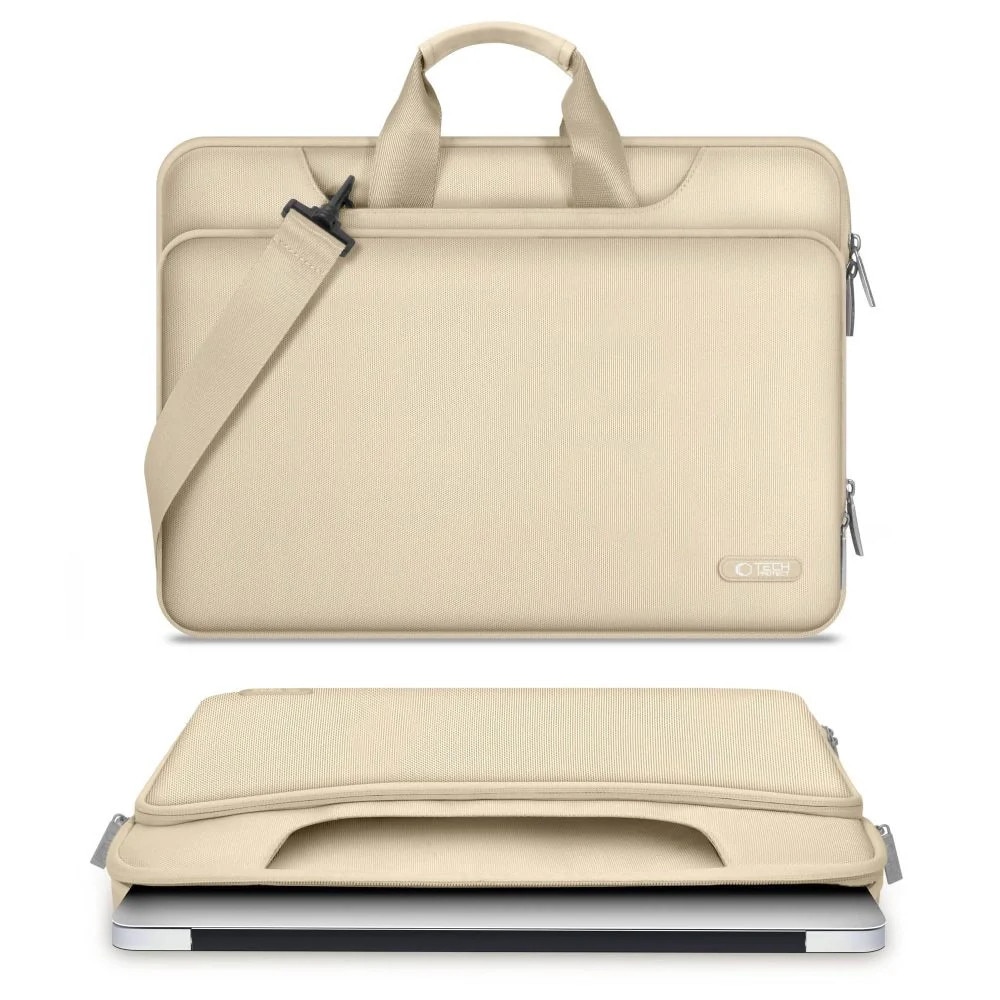 Geanta TECH-PROTECT Pocket Bag compatibila cu laptop 15/16 inch Beige