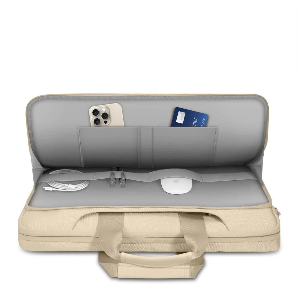 Geanta TECH-PROTECT Pocket Bag compatibila cu laptop 15/16 inch Beige