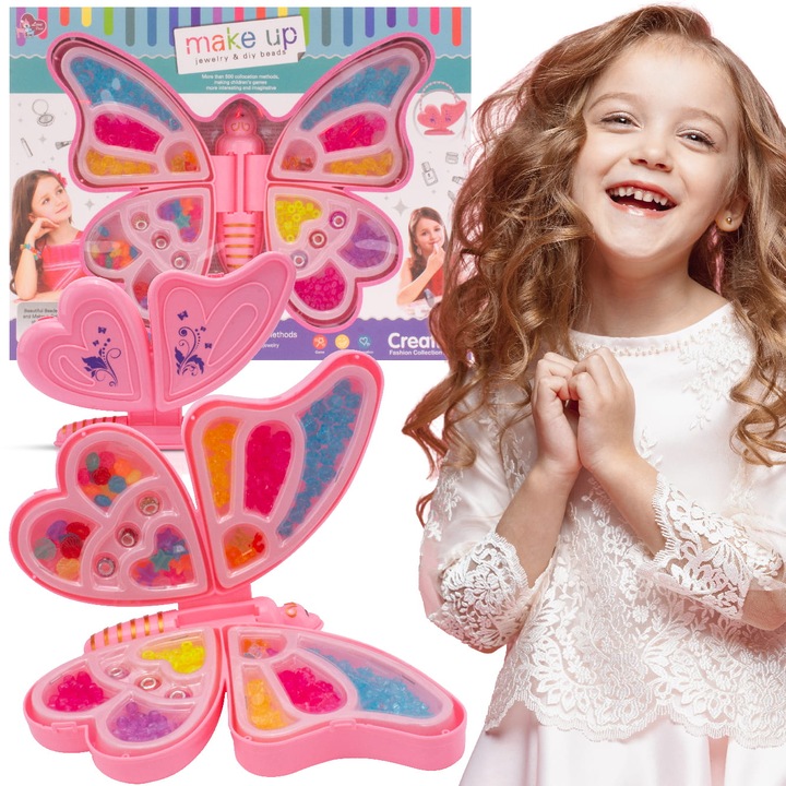 Kit De Artizanat, Sun Baby, Diy Butterfly, Pentru A Face Bijuterii Bratari Margele, 2In1, Dezvolta Creativitatea, Indemanarea, Coordonarea Mana-Ochi, Imaginatia, Functiile Motorii, Gandirea, Plastic, Varsta 3 Ani, Multicolor