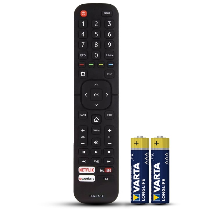 Telecomanda compatibila Hisense, EN2X27HS, butoane dedicate Youtube, Netflix, TEMIX®, baterii incluse