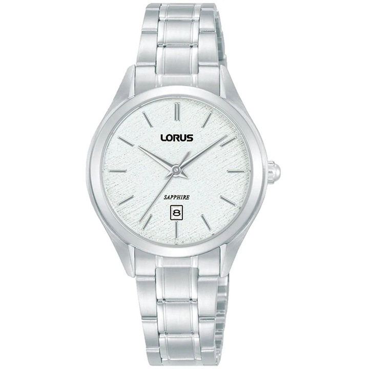 Ceas dama, Lorus Damski Quartz, 30mm, Argint, Bratara din Inox, Cadran Alb