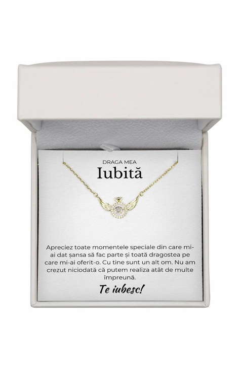 Colier Guardian Angel Argint 925 Placat cu Aur 14K cu Mesaj - Cadou Iubita - The Jewel Heart