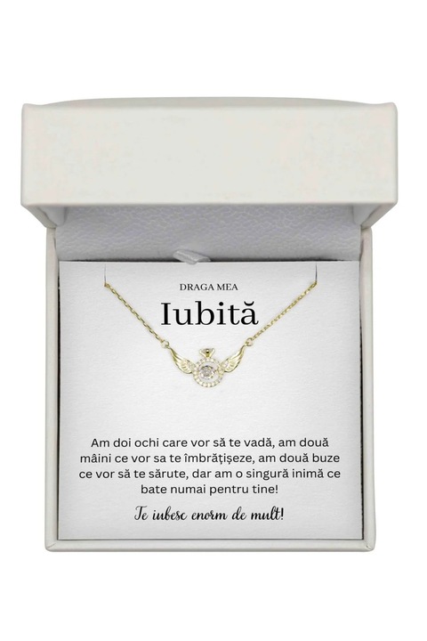 Colier Guardian Angel Argint 925 Placat cu Aur 14K cu Mesaj - Cadou Iubita - The Jewel Heart