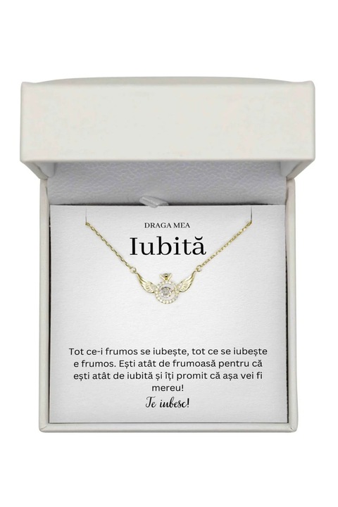 Colier Guardian Angel Argint 925 Placat cu Aur 14K cu Mesaj - Cadou Iubita - The Jewel Heart