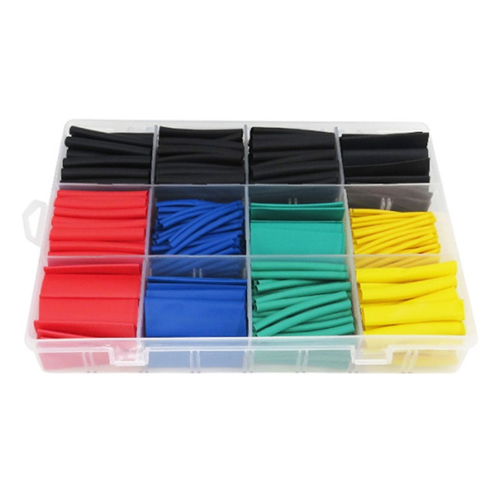 Set 530 tuburi termocontractabile AMRINUGL, 5 culori, 8 dimensiuni