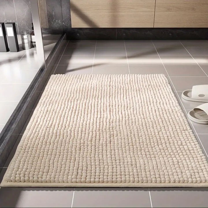 Covoras de baie moale absorbant din plus cu anti-alunecare 50x80x1cm - crem