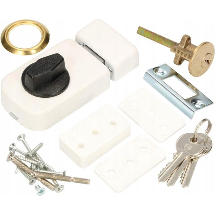 Incuietoare usa, Kotarbau, 60mm, alb, set complet cu elemente de montaj