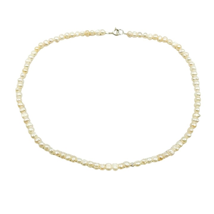 Colier Simple Pearls din perle de cultura de culoare alba si argint 925, 36 cm
