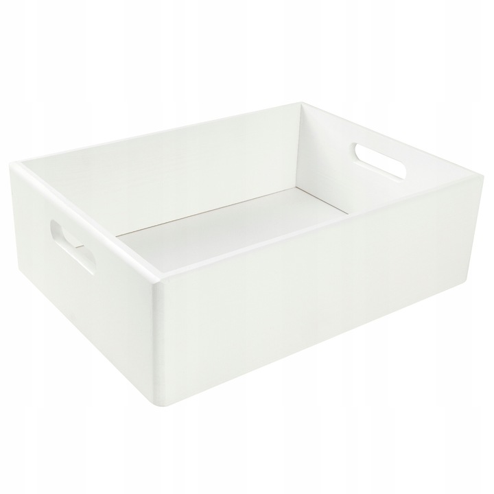 Fa Doboz, XL Méret, Creative Deco, 40 x 30 x 13 cm, Fehér, Fogantyúval, Tároló Doboz, Játék Tároló, Tökéletes Dekupázshoz, Dokumentumokhoz és Szerszámokhoz