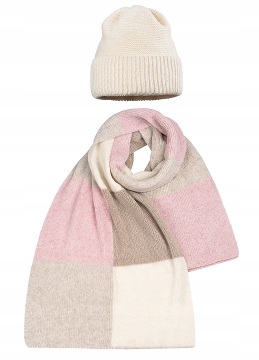 Set caciula si sal dama, Majka, bej, 24x23cm, 60x200cm