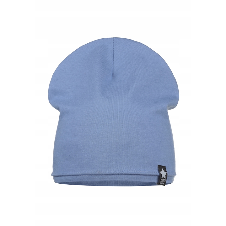 Памучна шапка Майка за момче, синя, 50/54 см, с апликация "SUPER STAR"