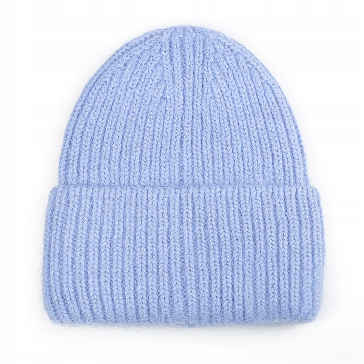 Caciula beanie dama, Majka, 60% angora, hiacynt, 21x22cm