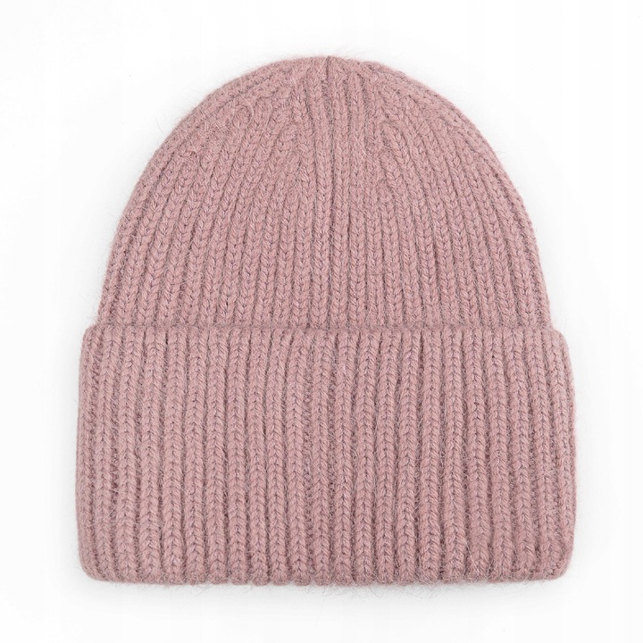 Caciula beanie dama, Majka, 60% angora, roz, 21x22cm