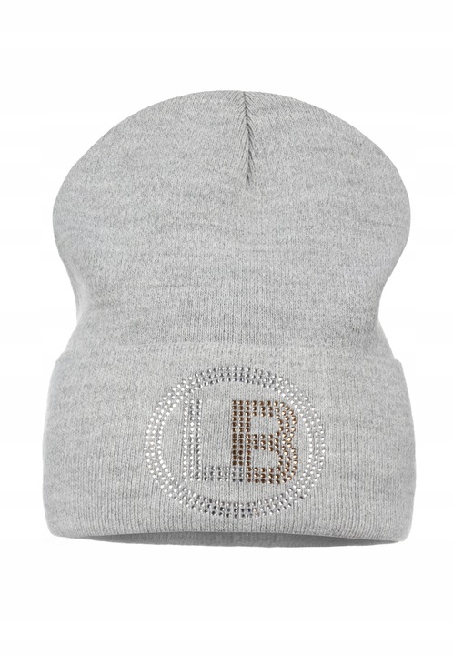 Дамска шапка Majka, сива, изчистена, 100% акрил, с декоративно лого