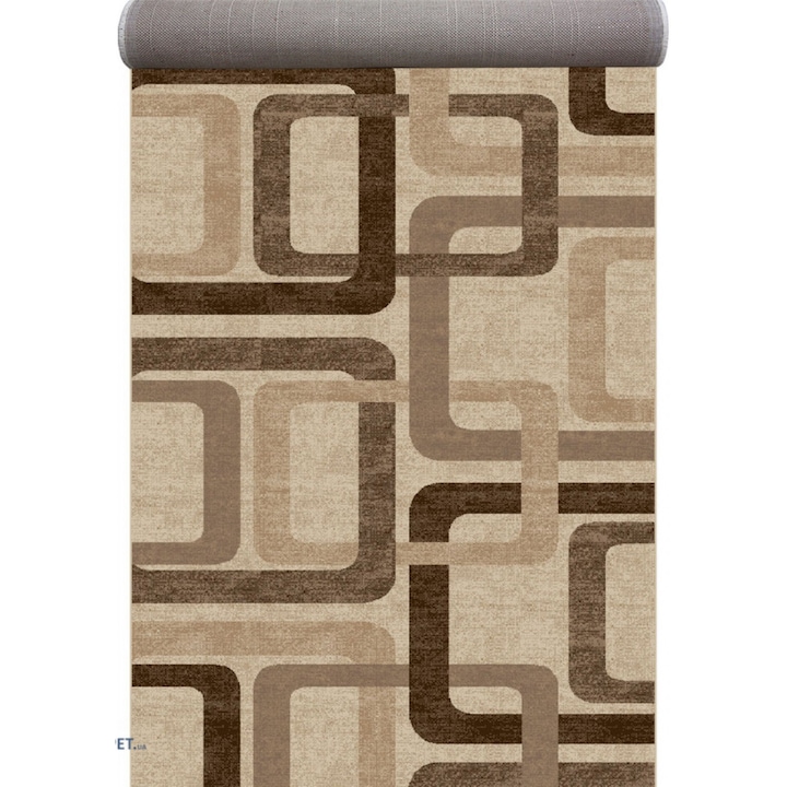 Traversa Festonata / Surfilata, Model Covorexpert Daffi 13151-130, Lungime Fir 6 mm, Latime 0.8m, Marime 80 x 800 cm, Bej, Maro, Antialergic, Polipropilena, Living, Dormitor, Coridor, Hol 80 x 800