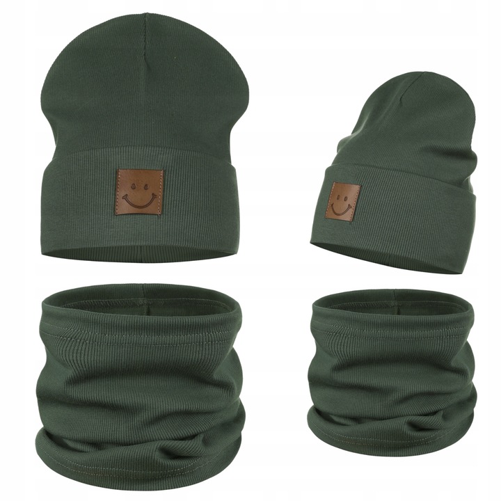 Детска шапка Majka комплект 95% памук тъмнозелена 48-52см