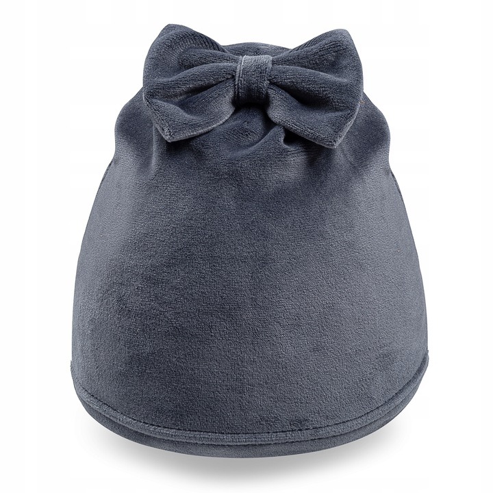 Caciula pentru fetite, Majka, velur, calduroasa, grafit, 44/48 cm