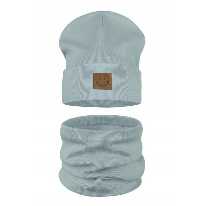 Детска шапка и шал, Майка, памук, зелен, 48-52 см